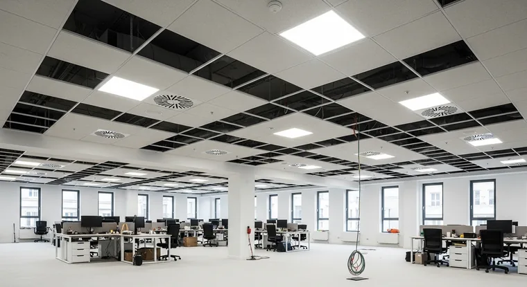 Faux plafond acoustique d'un plateau de bureaux, secteur aéropôle, Tomblaine, secteur aéropôle